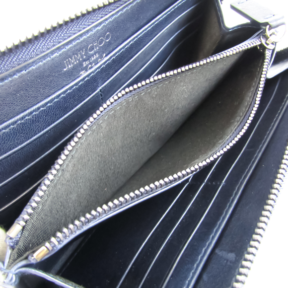 JIMMY CHOO CARNABY BLS J000049385001 Unisex Leather Studded Long Wallet [bi-fold - Picture 4 of 10